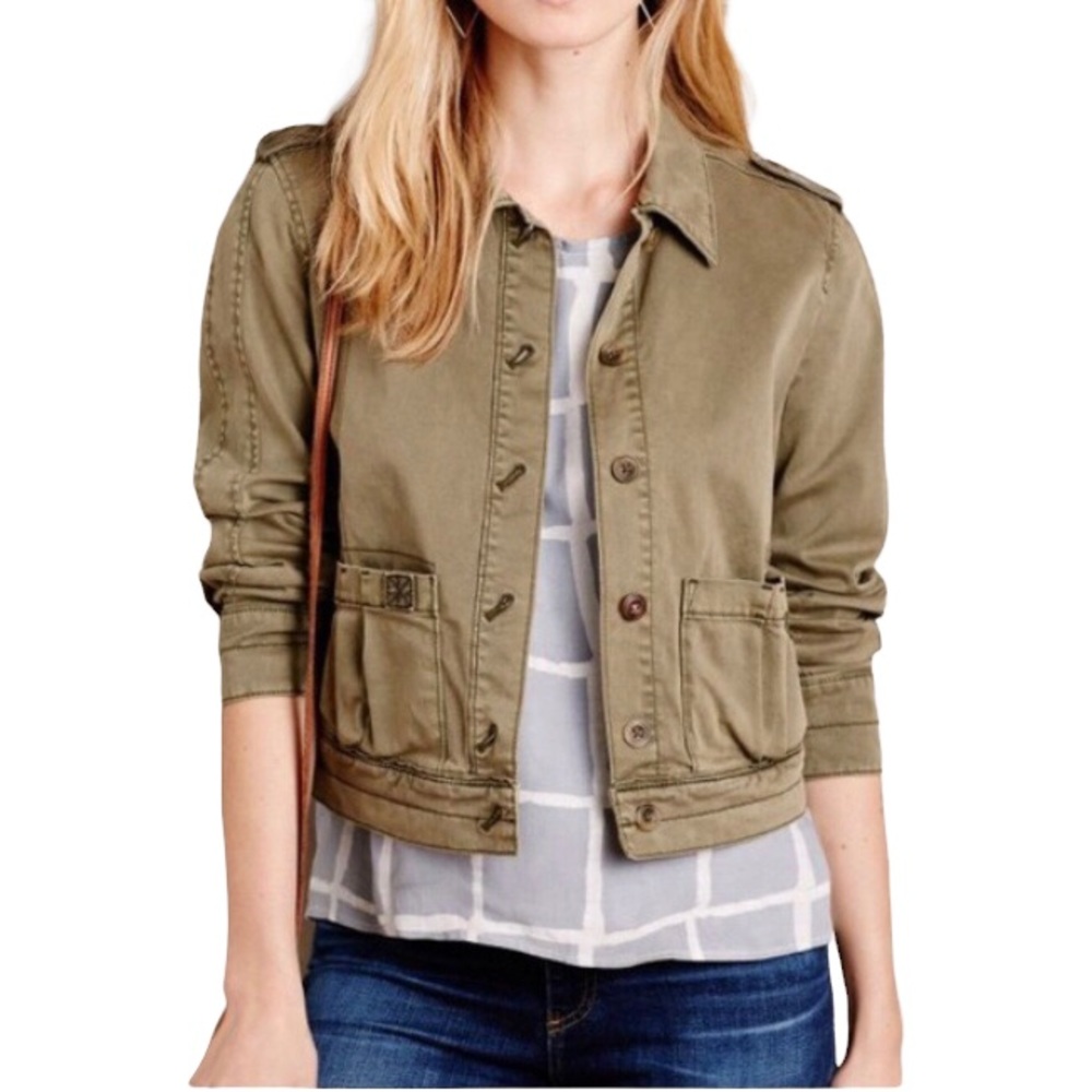Anthropologie Hei Hei Olive Green Cropped Military Utility Jacket Medium